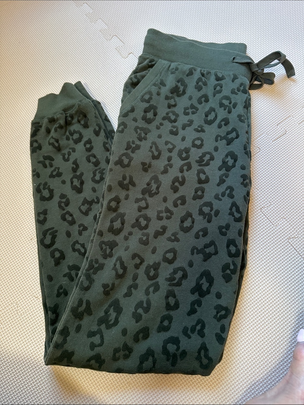 Olive Green Leopard Print Joggers